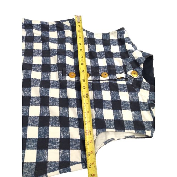 Duffield Lane Checkered cotton spandex sleeveless Large button detail dress US L - Picture 10 of 16